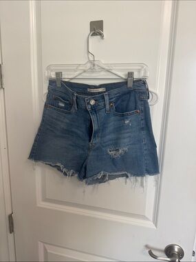Levi's Light Blue Distressed Denim Shorts High Rise